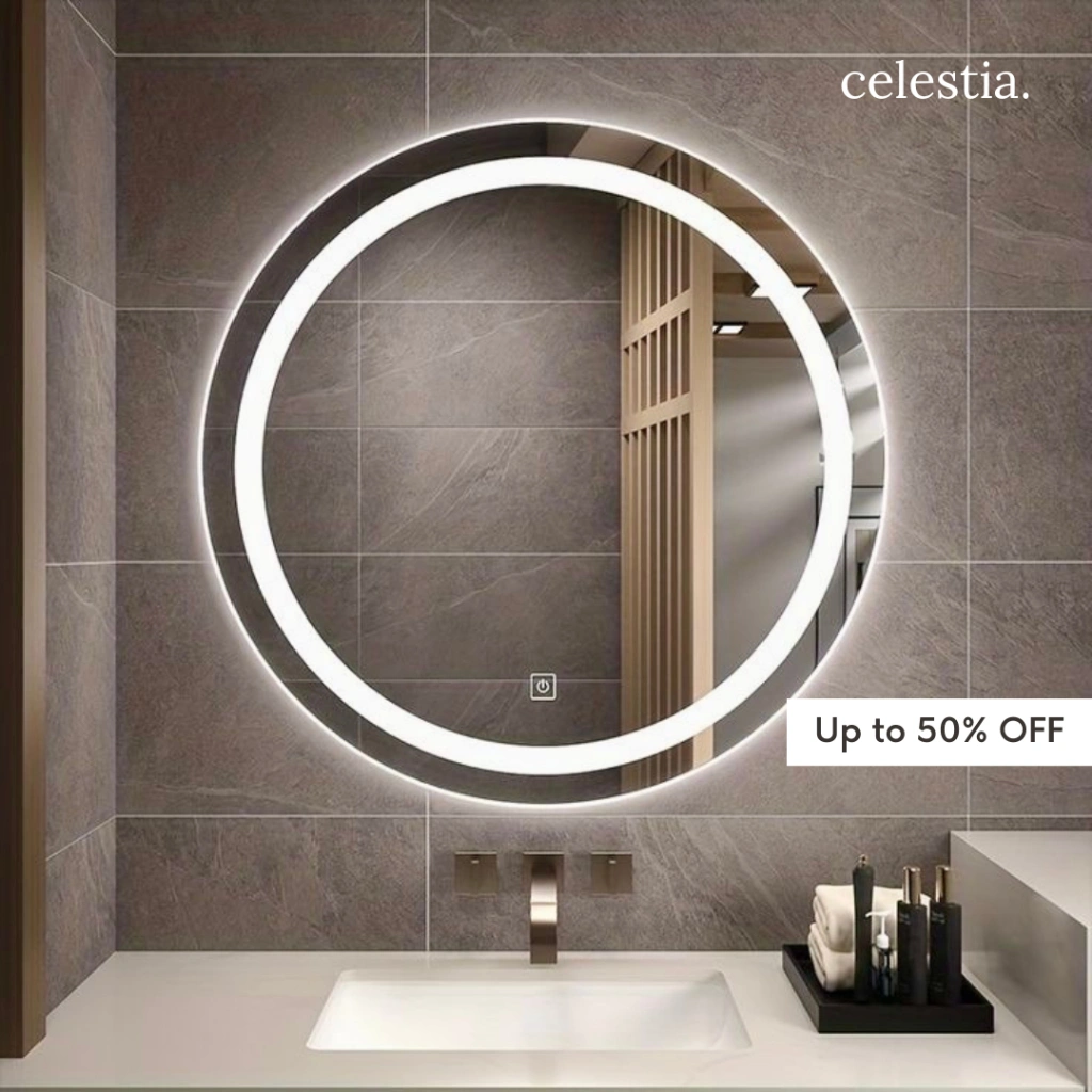Cermin LED Bulet Touchscreen Wastafel Sanblast Cermin Kamar Mandi (Garansi 100%)