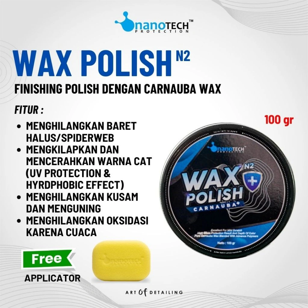 WAX POLISH - nanoTECH PROTECTION - Carnauba Wax - Pengkilap Mobil - Pengkilap Motor - Wax Mobil - Wax Motor - Obat Poles Cat Mobil - Obat Baret Cat Mobil - Pelindung Cat - Paint Protection