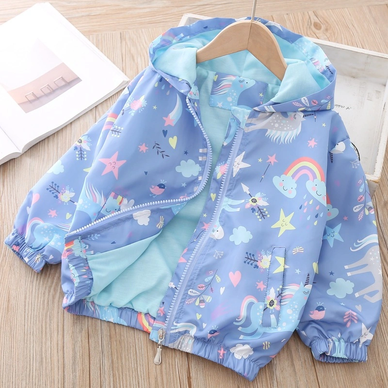 Queengirl - Jaket Anak Perempuan Parasut Motif Unicorn/Jaket Anak Perempuan Terpopuler Tahun 2024/Jaket Anak Perempuan Resleting dan Tudung kepala