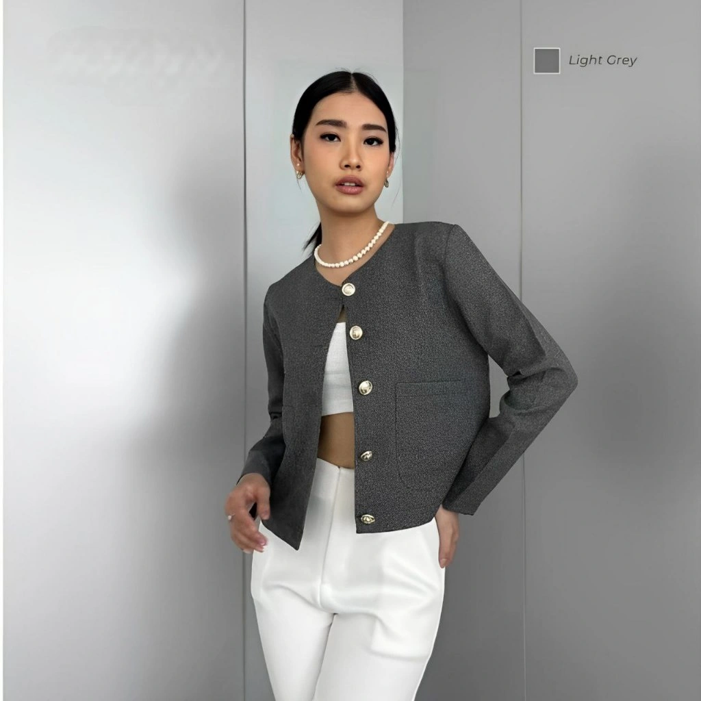 TWINGKLE EIKO outer crop blazer lengan panjang wanita