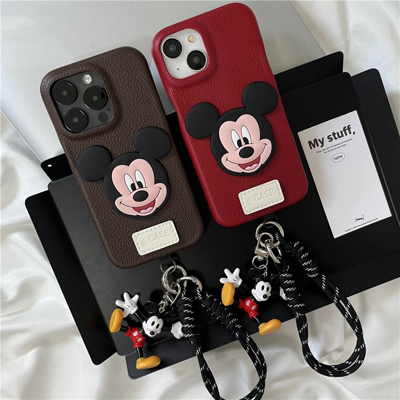 Cartoon Mickey avatar pendant suitable for iphone 17 16 15 14 13 12promax 14pro phone case 13 new 14plus/15plus leather protective case