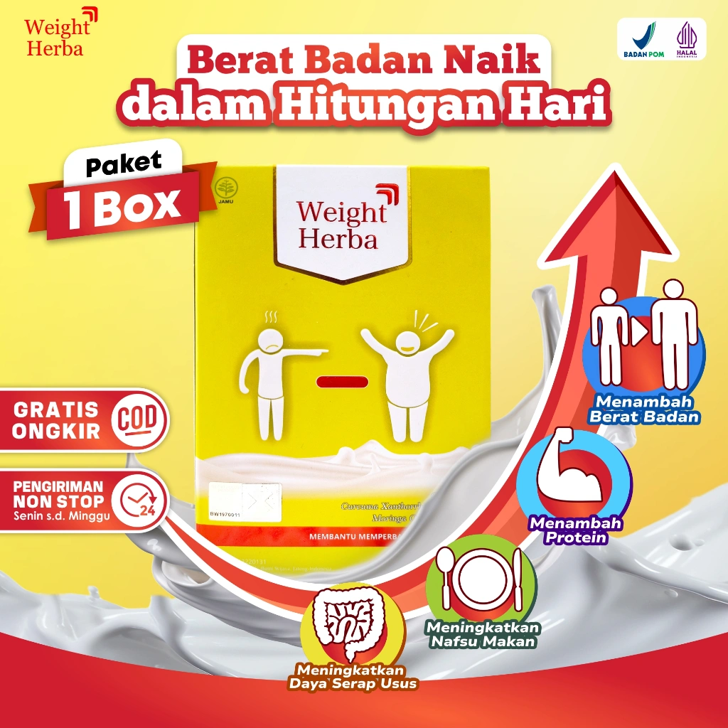 WEIGHT HERBA DISTRIBUTOR OFFICIAL 1 BOX Susu Gemuk Badan Ideal Herbal Alami 200gram