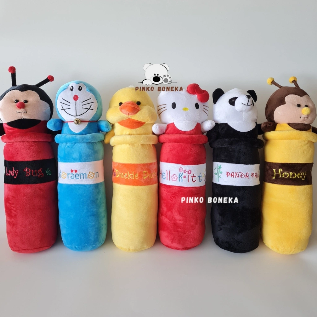 Boneka Guling anak, Guling animal binatang karakter: Kitty, Doraemon, Bebek, Panjang 60cm, Murah, Bagus, kualitas eksport, SNI