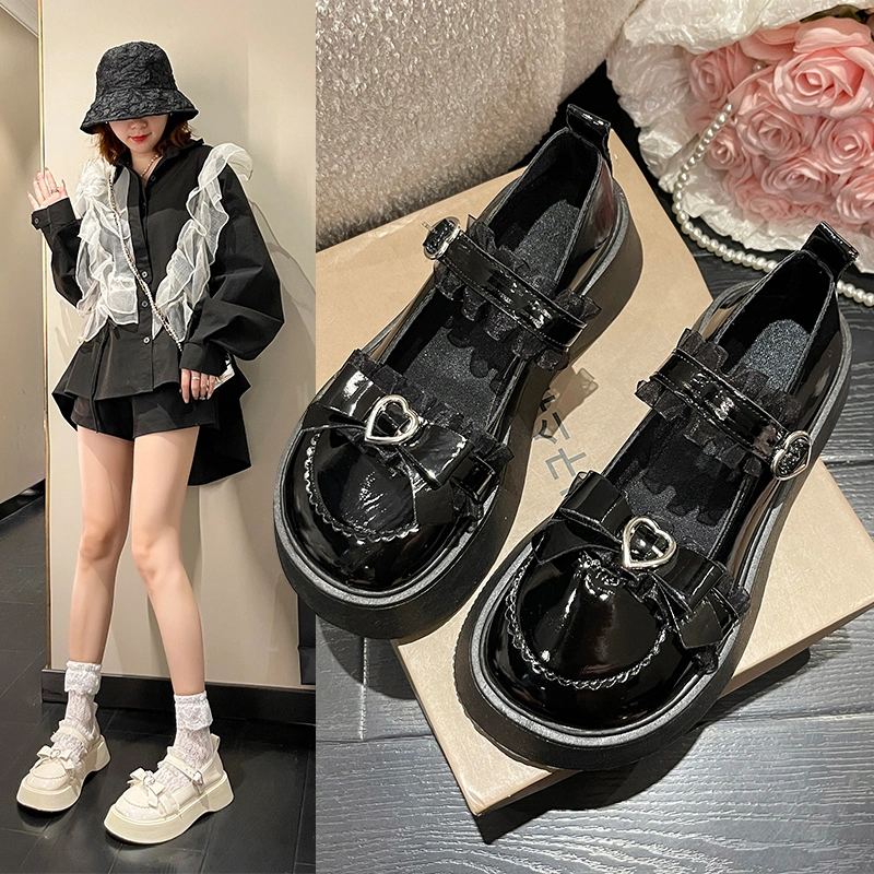 Sepatu Mary Jane Hitam Flatshoes Heels Hak Platform Wanita Oxford Kulit Import Premium Murah Korea Tali Basic Kekinian Terbaru Putih Fashion Korean Style Casual Black Flat Shoes Big Size - Ukuran 34 35 36 37 38 39 40 41 42
