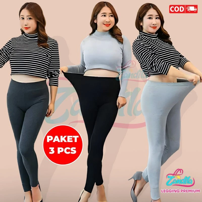 HEMAT ISI 3 PCS Legging Soft Rayon Kaos L - XXXL/ Leging Wanita Dewasa / Lejing Panjang Polos