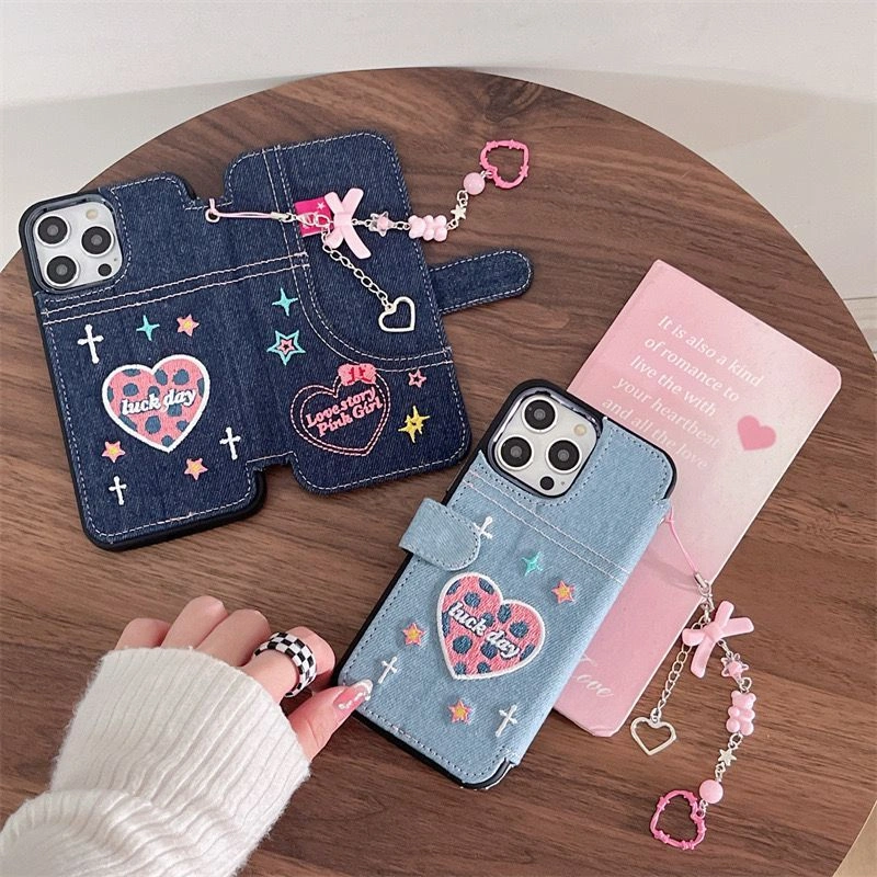 Casing flip Case HP Model jeans dompet mini Iphone 11 12 13 14 15 16 17 Pro Max Airpods Gen 1 2 3 FJ32