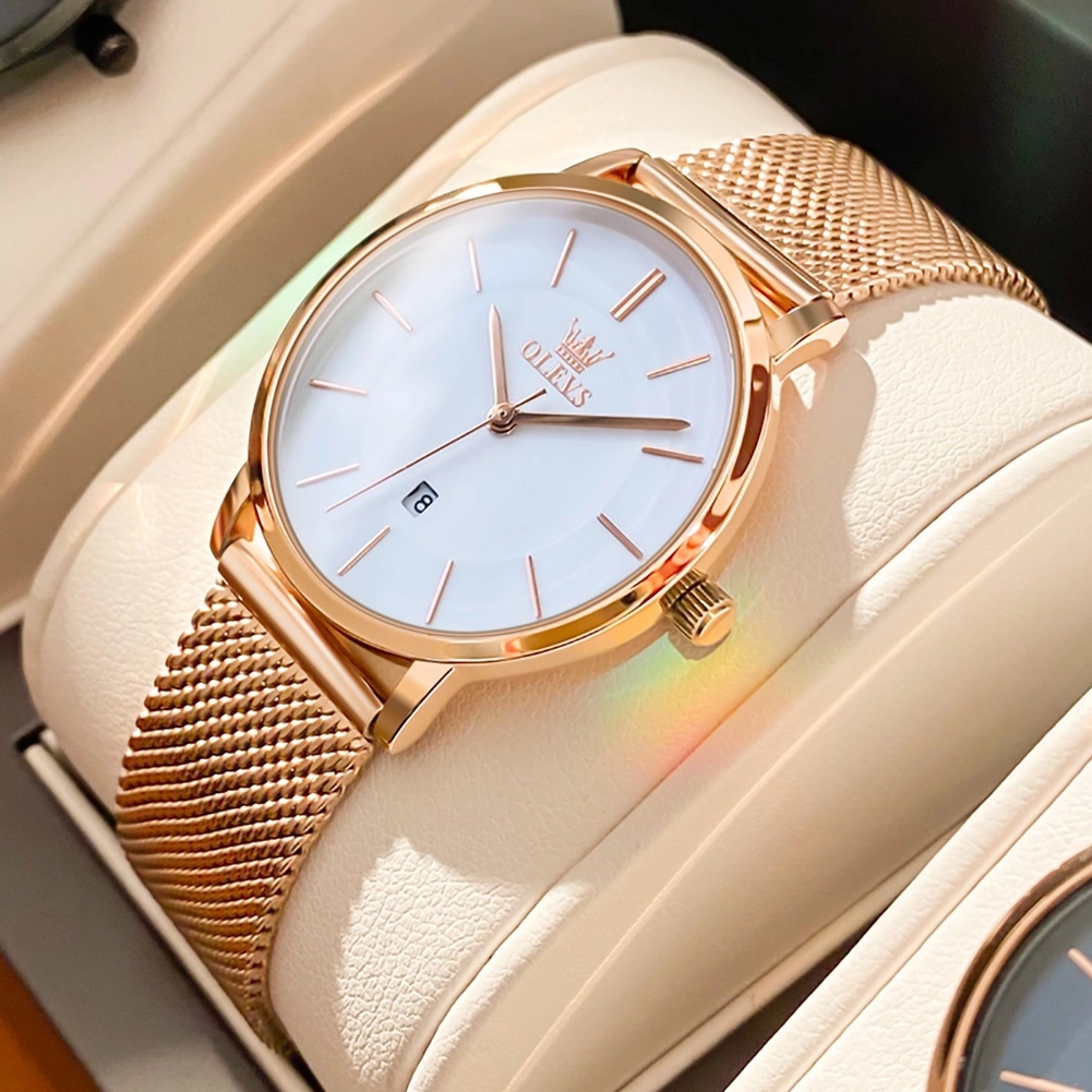 OLEVS Jam Tangan Wanita Original Anti Air Tahan Kecil Branded Elegan Analog Rose Gold Ultra-thin Women Watch