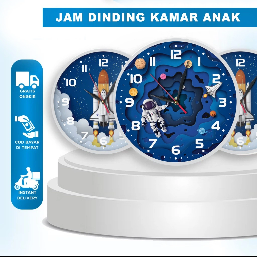 Jam Dinding Astronot - Hiasan Dinding Kamar Anak Laki - Dekorasi Kamar cowo