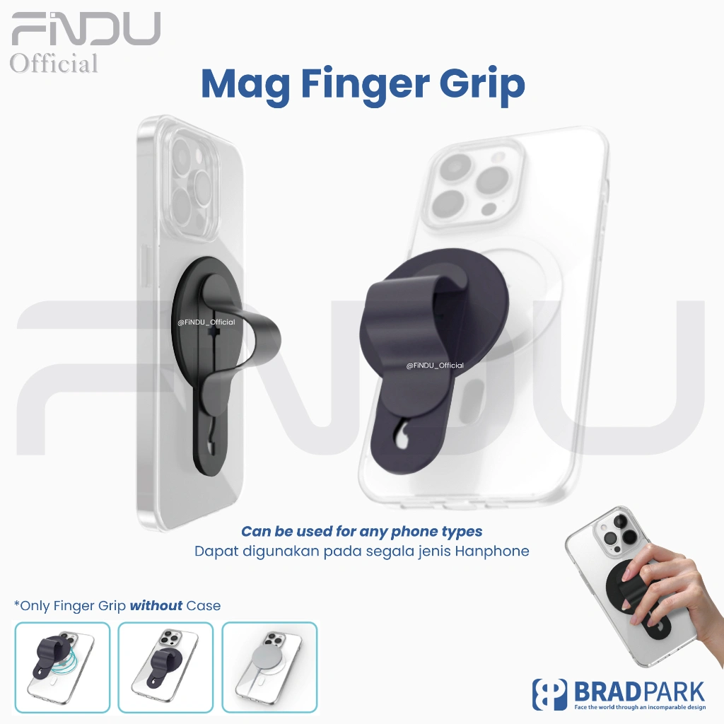 BRADPARK Universal Magnetic Finger Grip Phone Holder with MagSafe - Momostick MAG-Flatstick Ring Finger Holder Hp Strap Bracket Silicone Tipis BP1