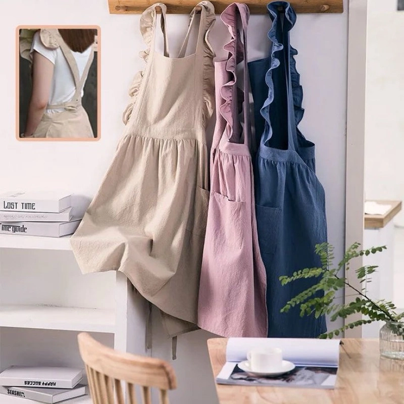 SEHELAIBENANG - Apron Celemek Korea Aesthetic Ruffle Vintage