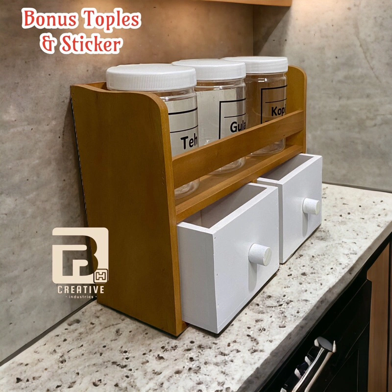 Laci Penyimpanan Serbaguna / Tempat Bumbu Dapur / Tempat Coffe Tea Sugar