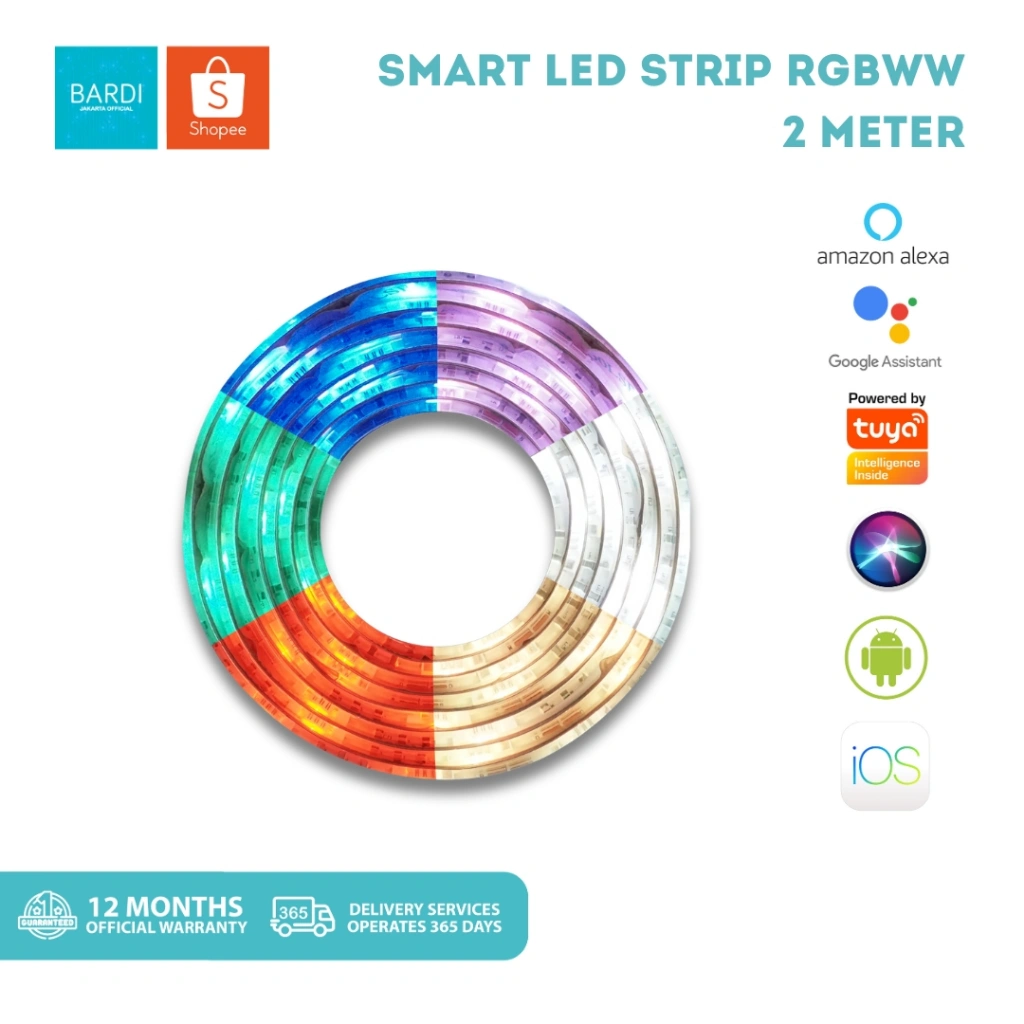 BARDI Smart LED Strip RGBWW Wi-Fi 2m - Control by App Google Home/Alexa