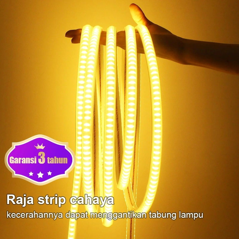 Lampu LED light and lencana 220V suasana kamar tidur strip ringan sangat terang lampu neon 15m 20M