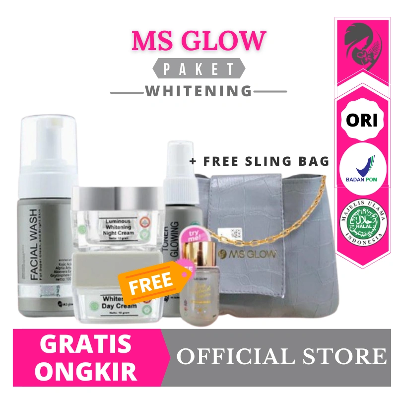 MS GLOW ORIGINAL PAKET WHITENING KRIM CREAM PAGI PERAWATAN PEMUTIH WAJAH REMAJA WANITA SKINCARE BPOM