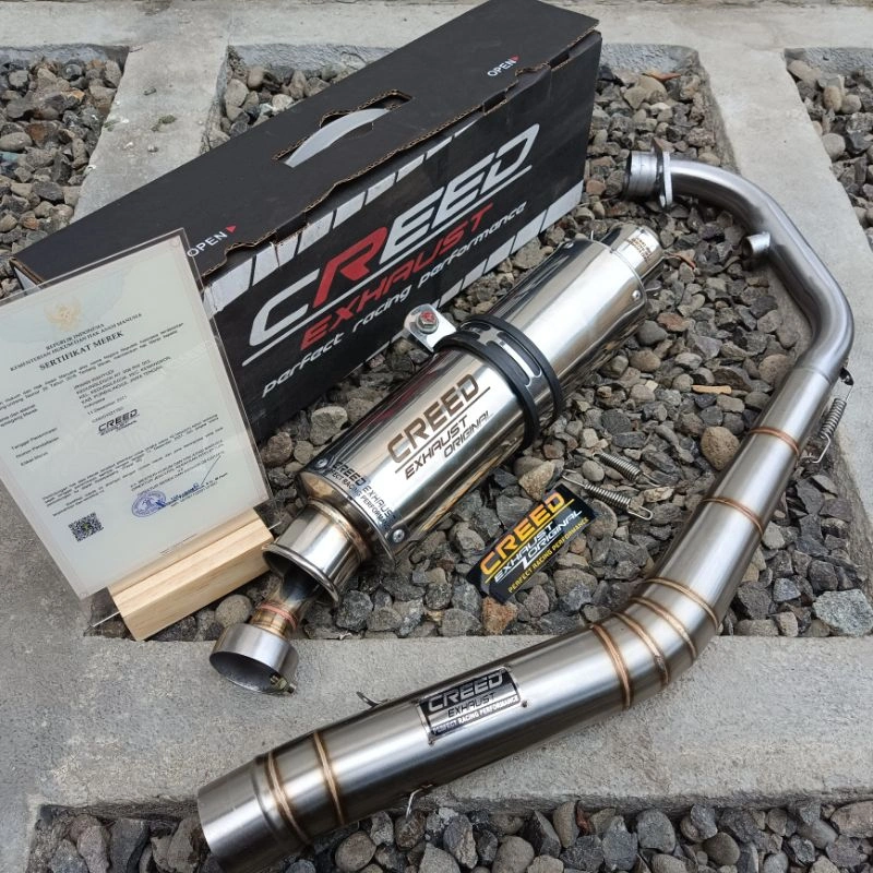 Knalpot Racing Creed Exhaust Suara NGEBAS Adem PNP Vixion New/Old Satria Fu Karbu/Injeksi Jupiter Mx 135 Lama/New Mx King 150 Supra Gtr Sonic CB 150 R Lama/New Led CBR 150 R Local/New Led R 15 Lama/V3 Tiger Mega Pro Lama/New Byson Verza Scorpio tmx skygo