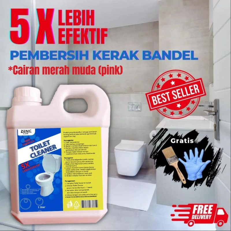 Cairan Pink / Merah Zenic Cleaner 1 liter pembersih kerak membandel di lantai westafel toilet kamar mandi paling ampuh