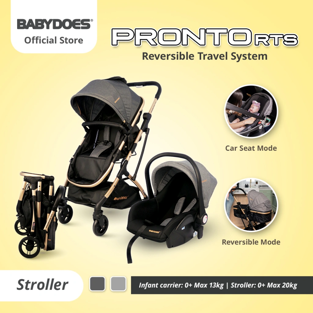 BABYDOES 2223 PRONTO RTS COMPACT REVERSIBLE SEAT & COT WITH TRAVEL SYSTEM
