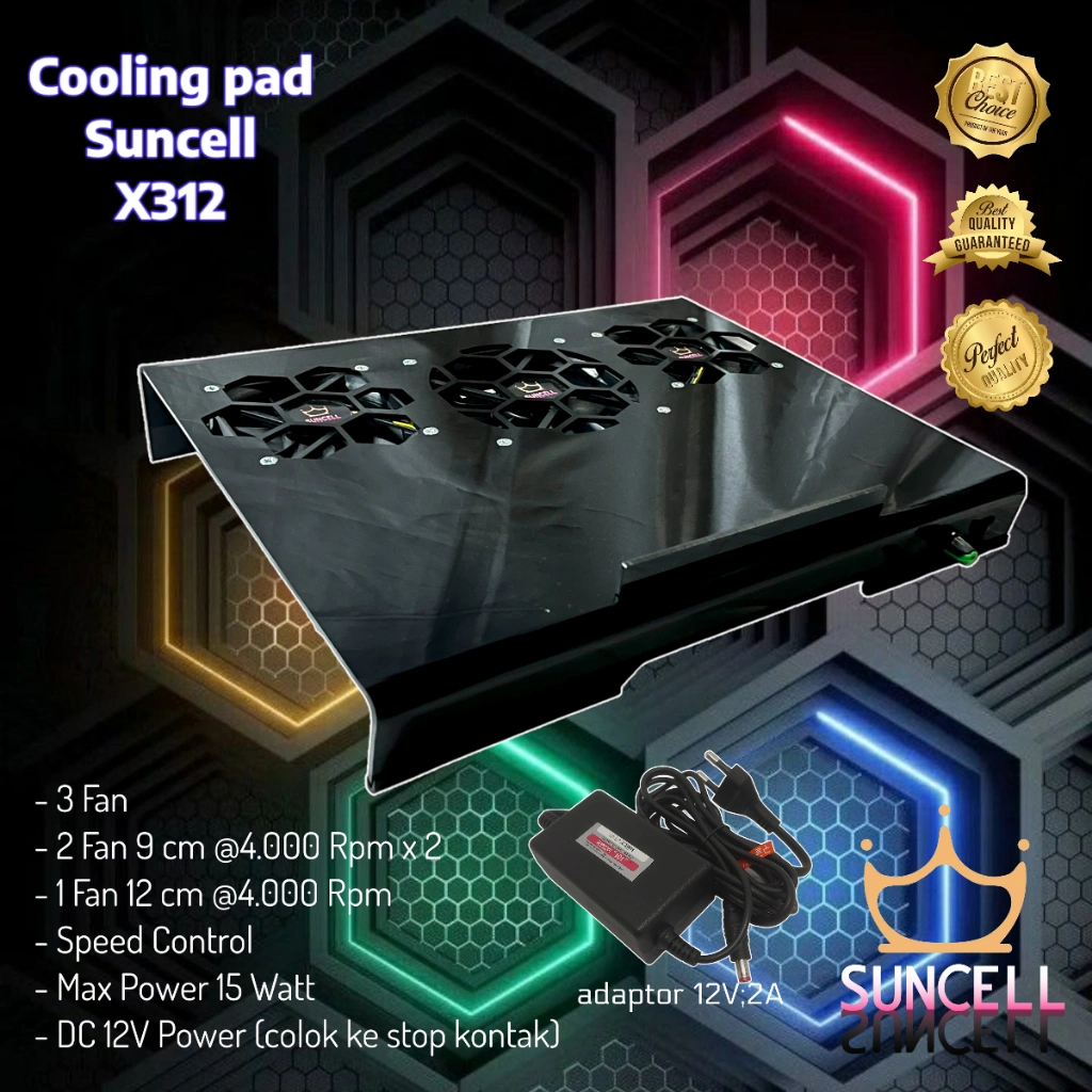 cooling pad suncell X312 Silent Turbo untuk laptop gaming dan rendering