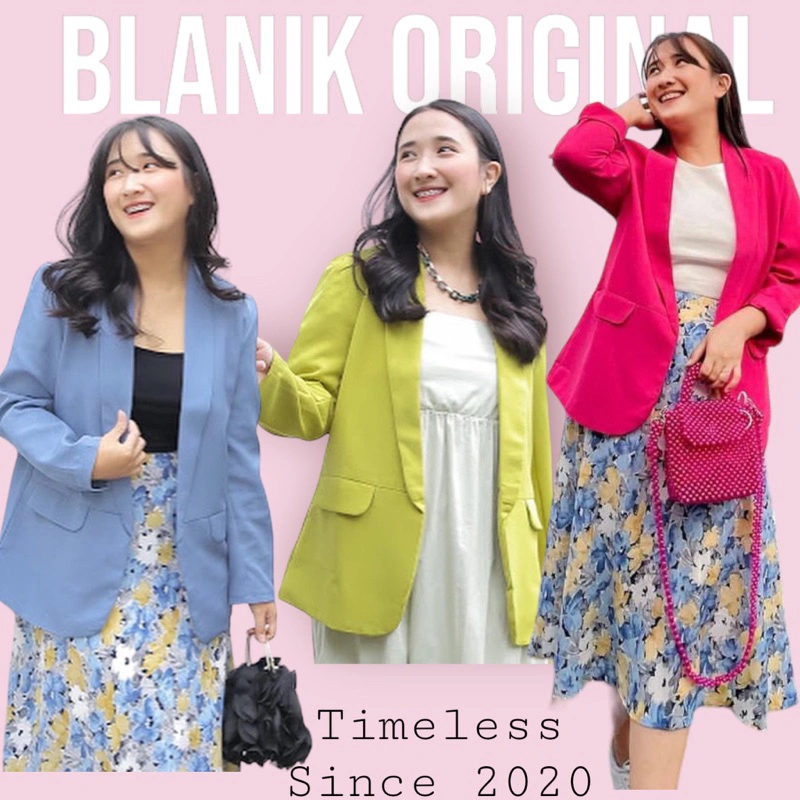 Chloebeautyshop - Blazer Blanik Wanita Premium Original Kerah Lurus Lengan Panjang