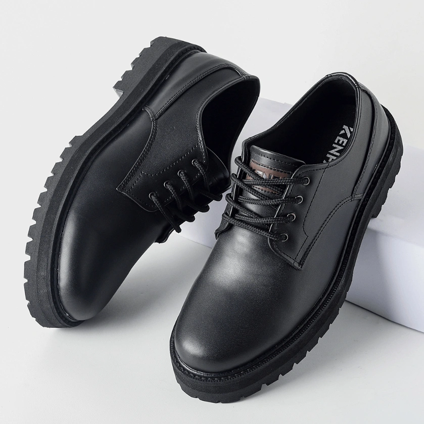 Kenfa - Sefron Black Sepatu Formal Pria Wanita Casual Kerja Kantor Semi Kulit Simple Basic Hitam