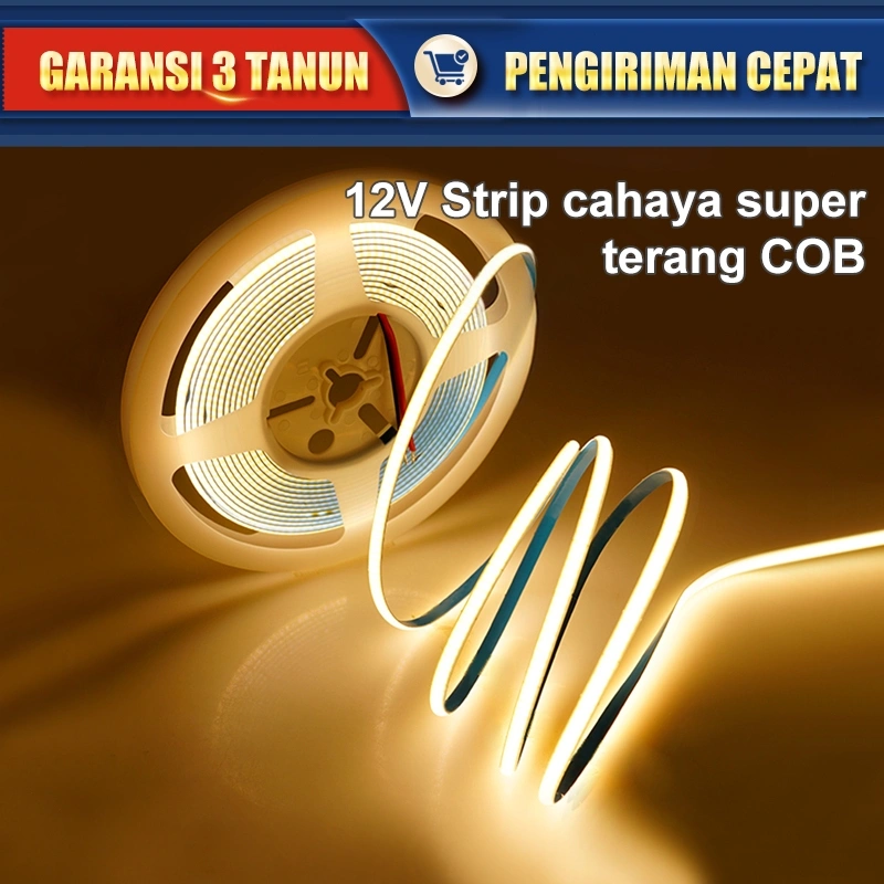 Led Strip COB DC 12volt / 5 METER 12 VOLT  / WHITE / WARMWHITE / NATURAL 4000K 6000K 12W