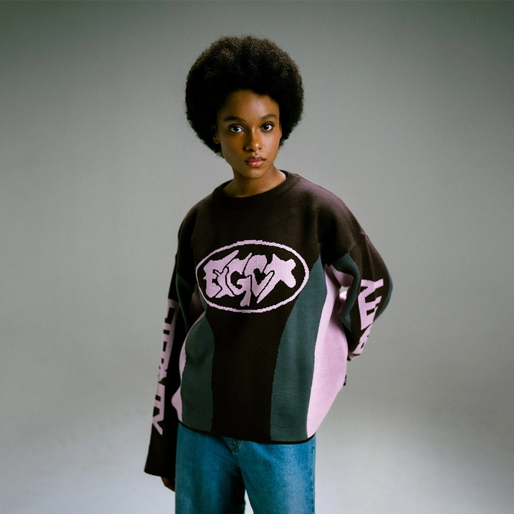 Figco - Knitted Boxy Crewneck Jersey Knitwear Sweatshirt Versal Brown