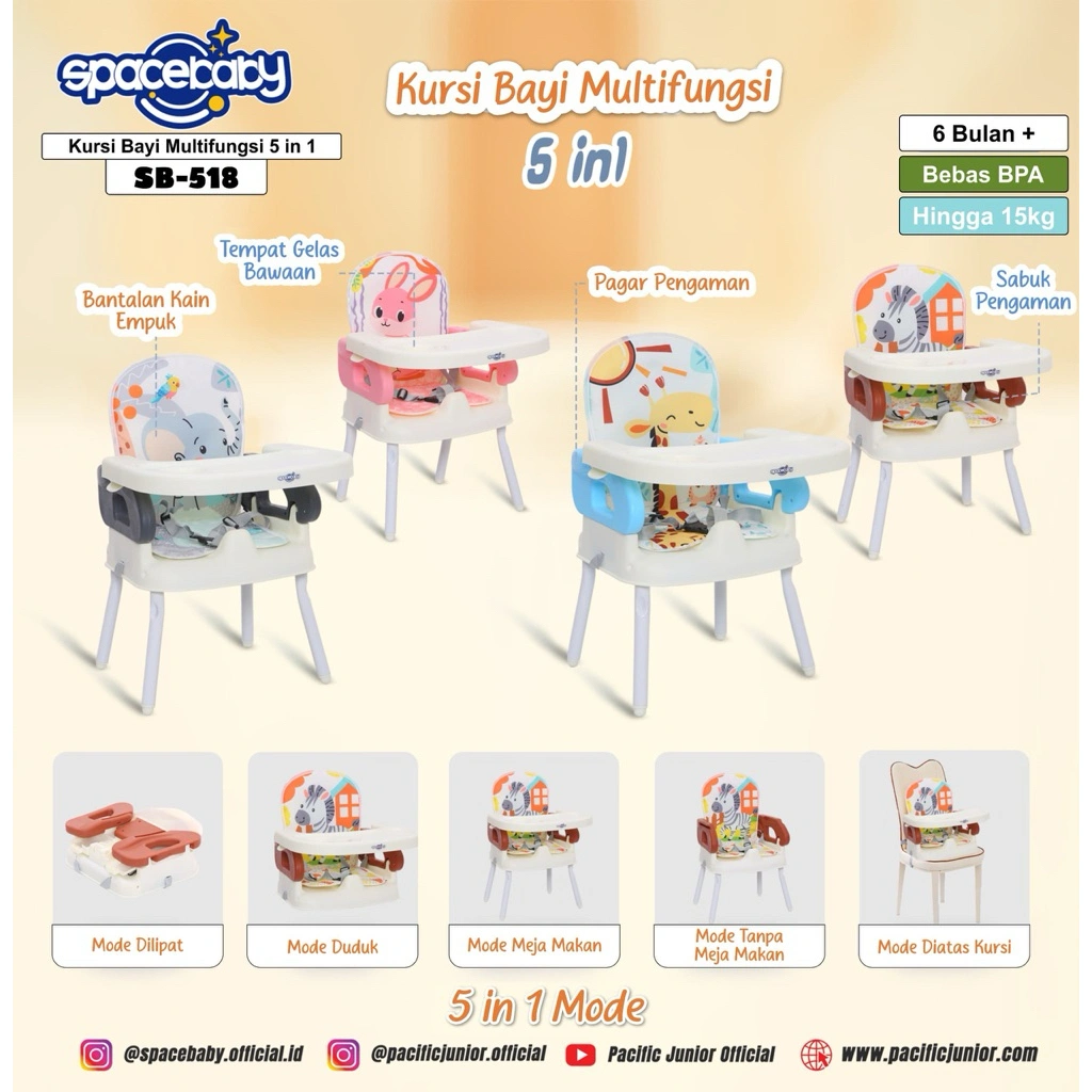 Baby Chair /Kursi Makan Anak/Booster Space Baby Booster Seat SB 518 / SB 536 / SB 538 High Chair Booster Kursi Makan Bayi