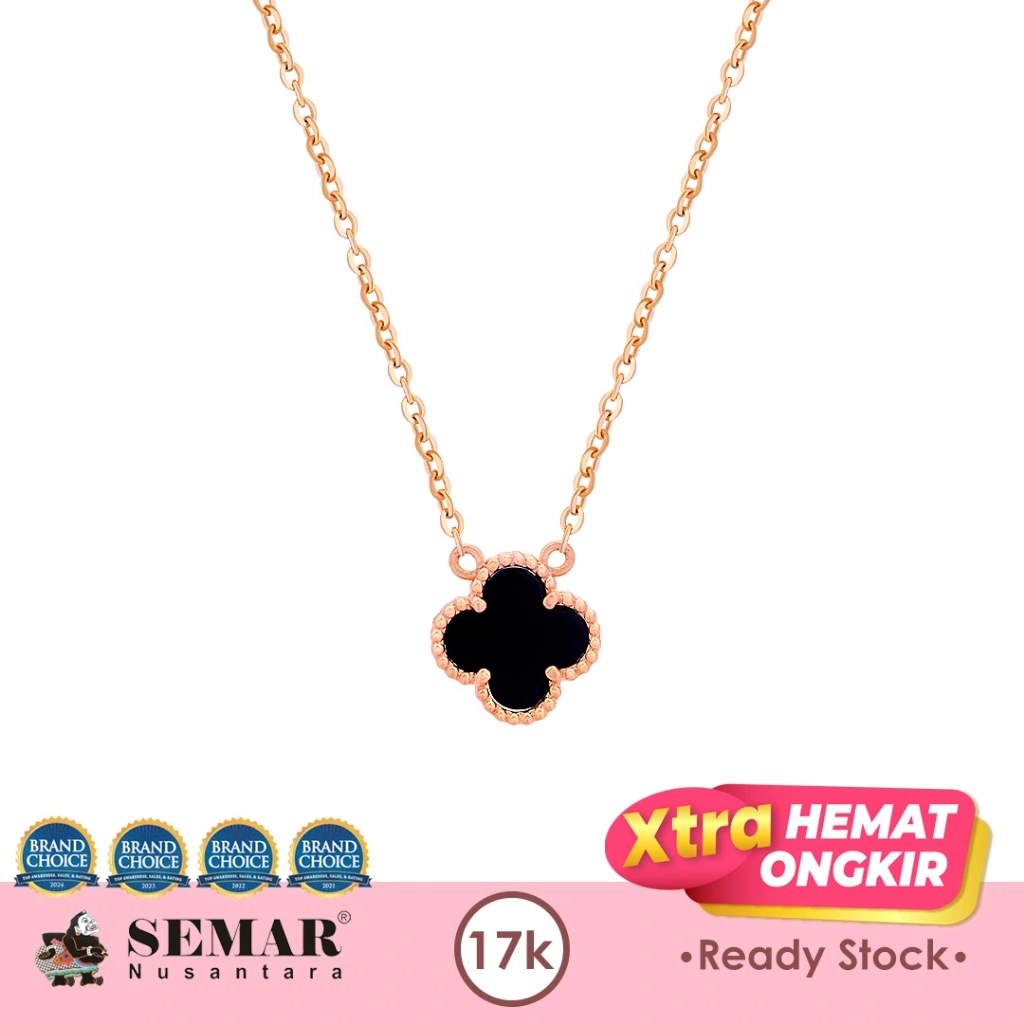 Kalung Emas Clover Flower Rose Gold 17K Semar Nusantara