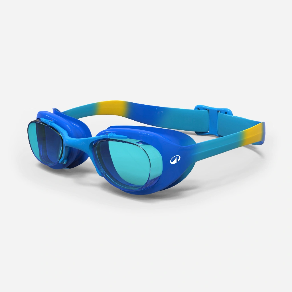 Decathlon NABAIJI Kacamata Renang Anak XBase 100 - Lensa Berwarna - Ukuran S Biru/Kuning - 8731883