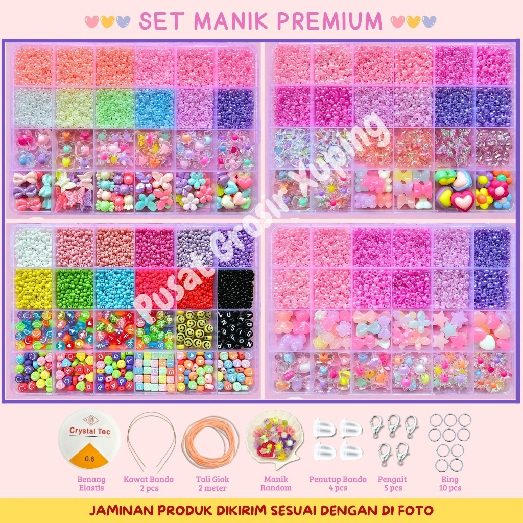 PGX - DIY Craft Kit Gelang Manik Manik Aesthetic - Manik Manik Pasir 1 Box Lengkap - Mainan Edukasi Anak Perempuan - SM017