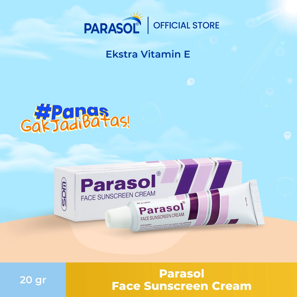 Parasol Cream Wajah 20 gr  [ Sunblock Parasol Water Resistant Tabir Surya Perawatan Muka dan Badan Tidak Lengket  Melembabkan Sunscreen Moisturizing  Facial ]