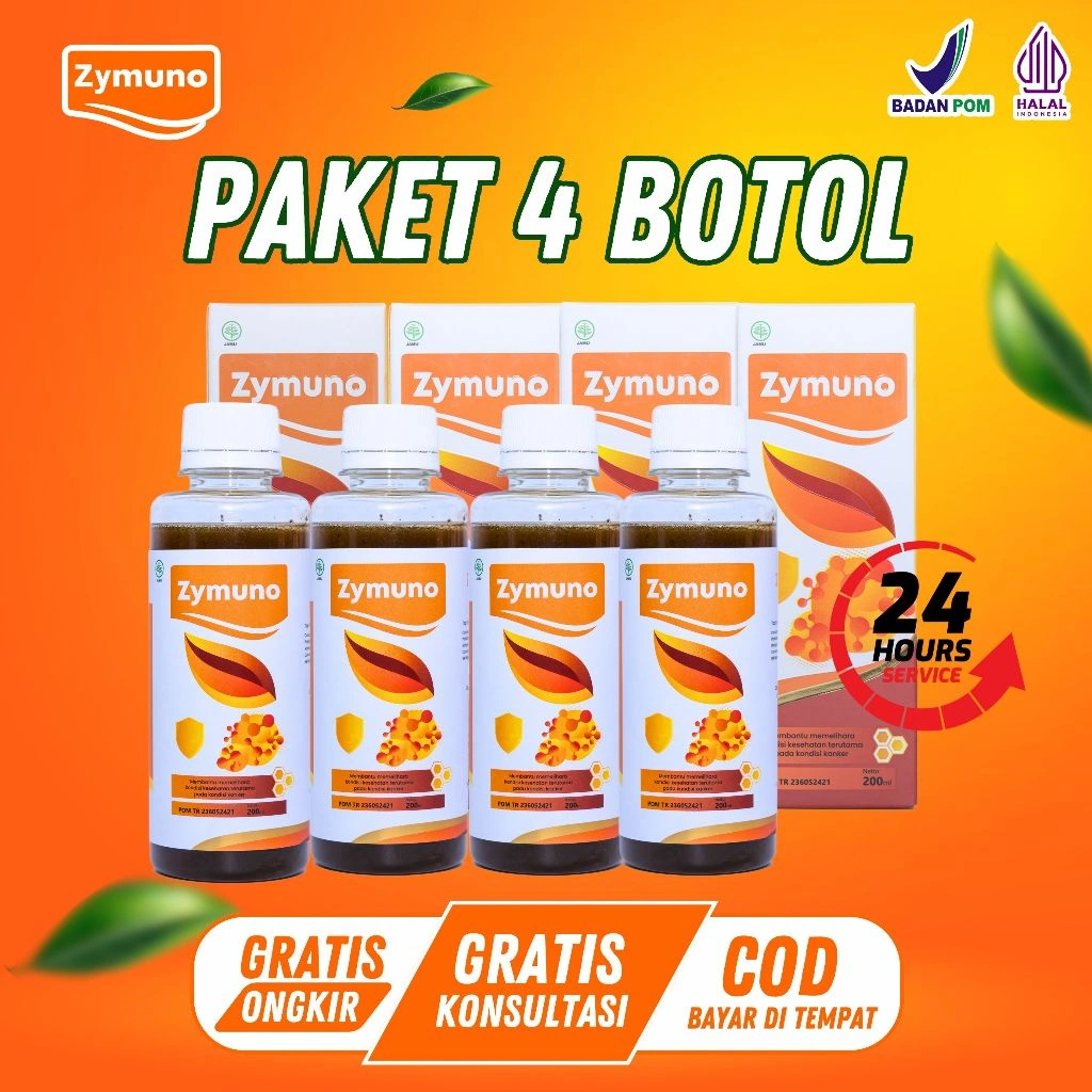 PAKET 4 BOTOL ZYMUNO - Sembuhkan Tumor, Kanker & Benjolan Booster Imun Tubuh