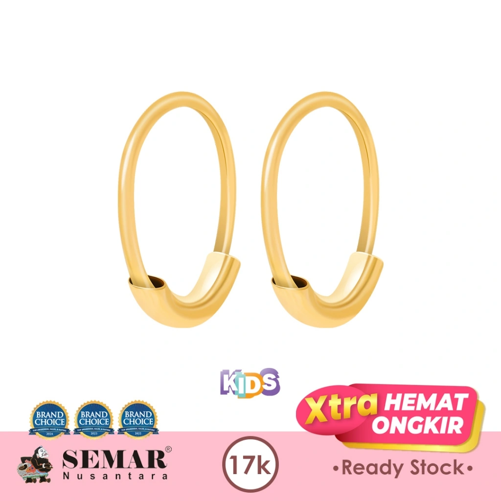 Anting Emas Baby Kawatan Polos 17K Semar Nusantara