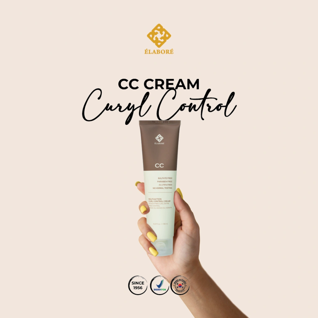 Elabore CC Curl Control Cream - Rambut Bercabang I Treatment Rambut I Kerusakan Rambut I Haircare I Cream Styling Rambut Keriting Korea - 150ml