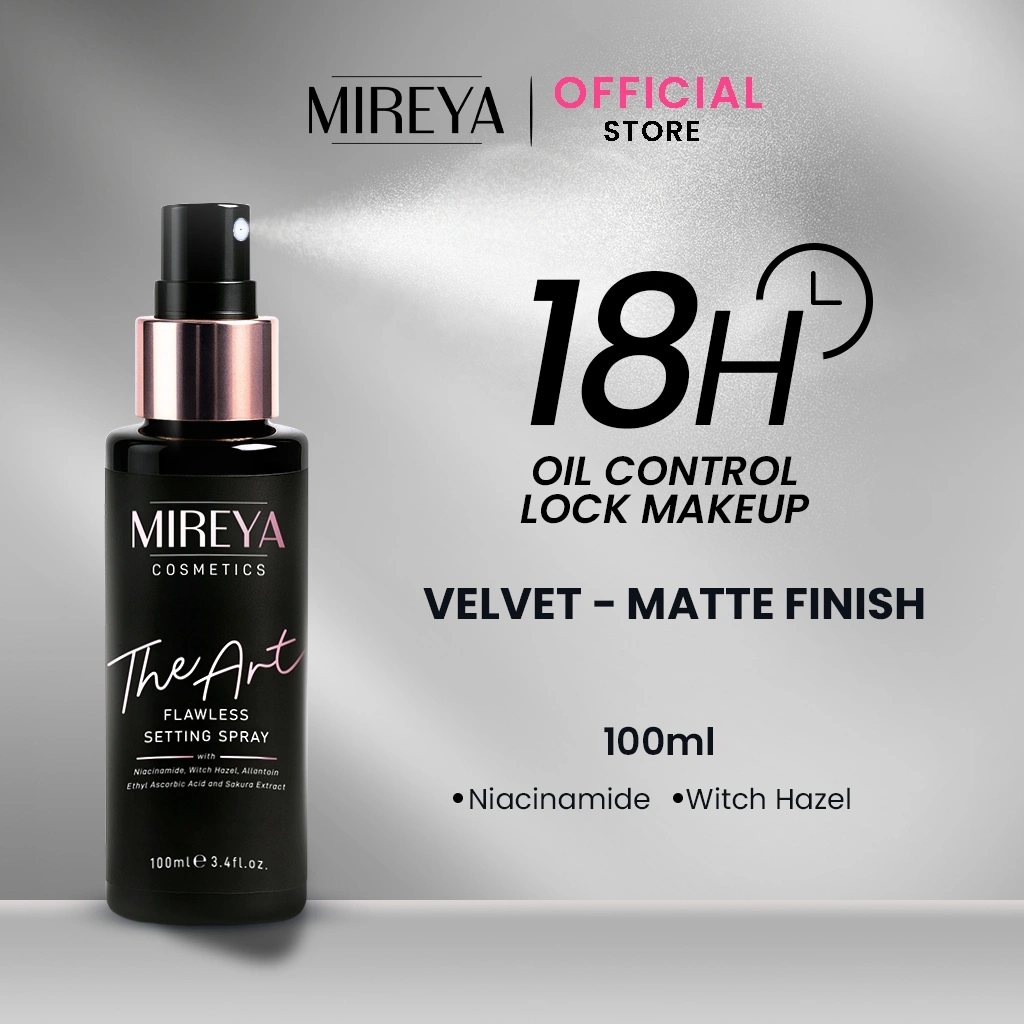 Mireya The Art Flawless Setting Spray 100ml – Setting Spray & Primer Make Up, Membantu Mengunci Riasan Lebih Tahan Lama & Tampak Matte