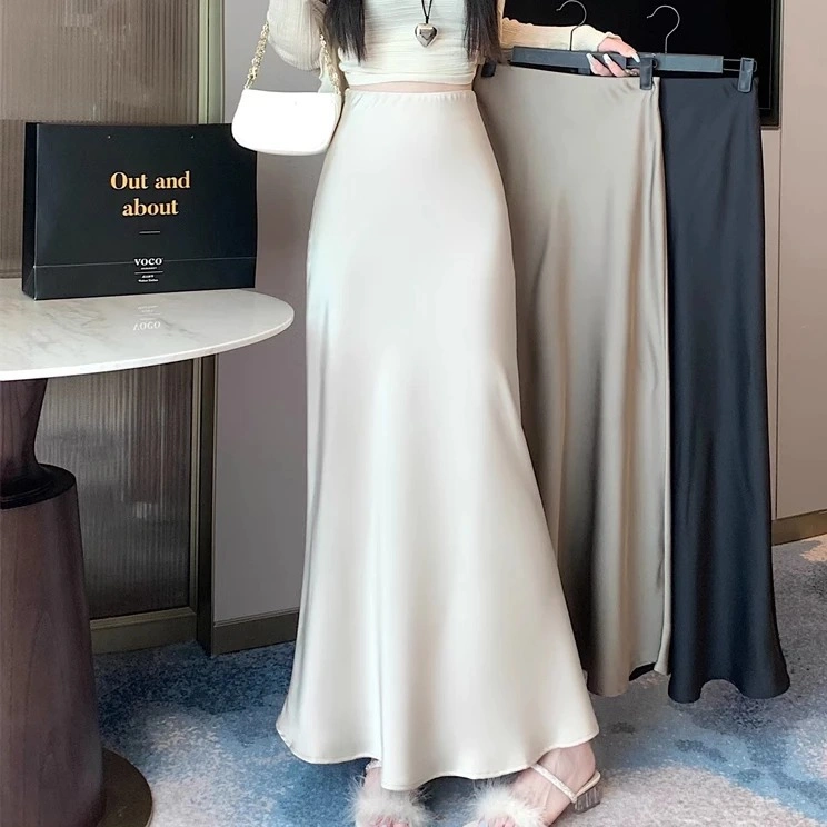Rok / Rok Wanita / Satin Silk Premium Panjang / Rok Korean Style /Flowy Bawahan Long Basic Maxi Premium