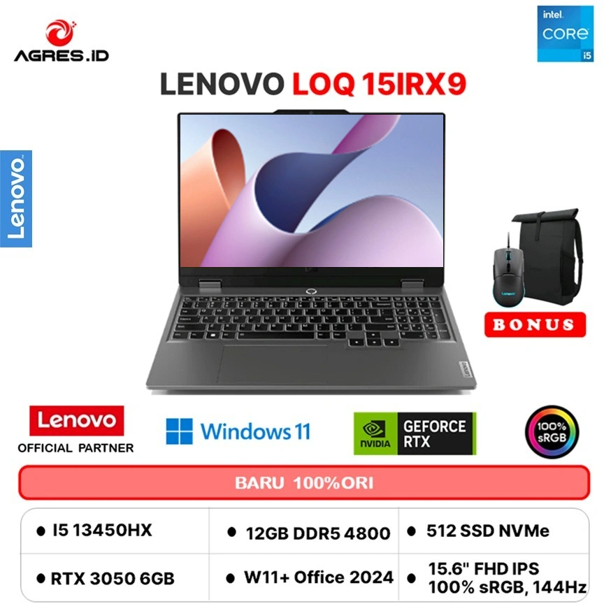 LENOVO LOQ 15 I5 13450HX RTX3050 6GB/ 24GB 512GB W11+OHS+M365B 15.6FHD 144HZ 100SRGB 4ZRGB -6NID/24