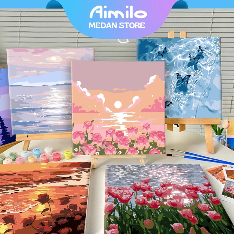 Aimilo - Paint By Number Kit 20x20cm Diy Painting Kit Kanvas Painting With Kanvas