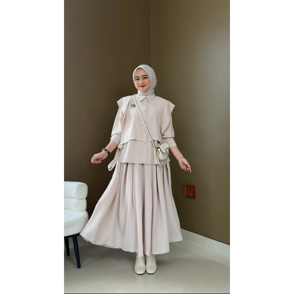 Danila One Set Rok Polos By Melisa Syari [ PO DIKIRIM SECARA BERTAHAP]