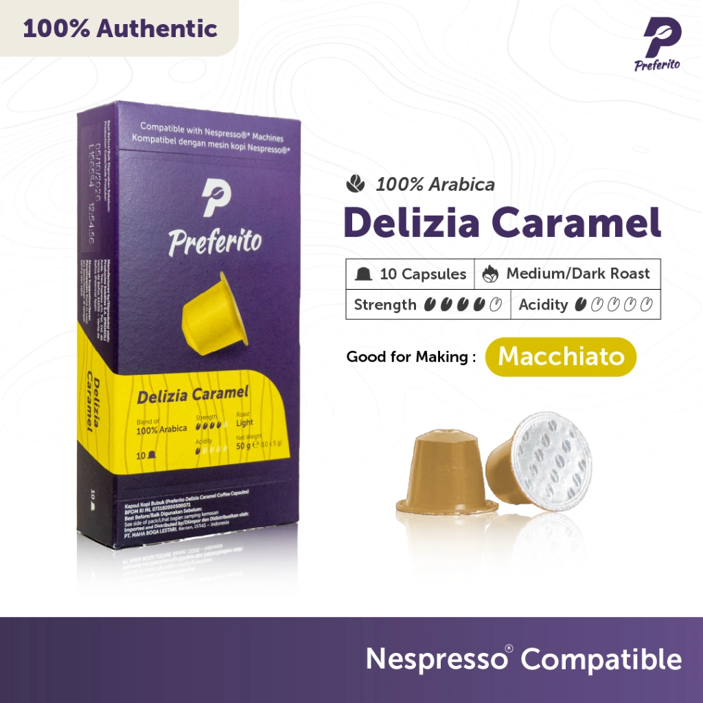 Preferito Delizia Caramel Kopi Kapsul Nespresso Compatible Coffee Capsule