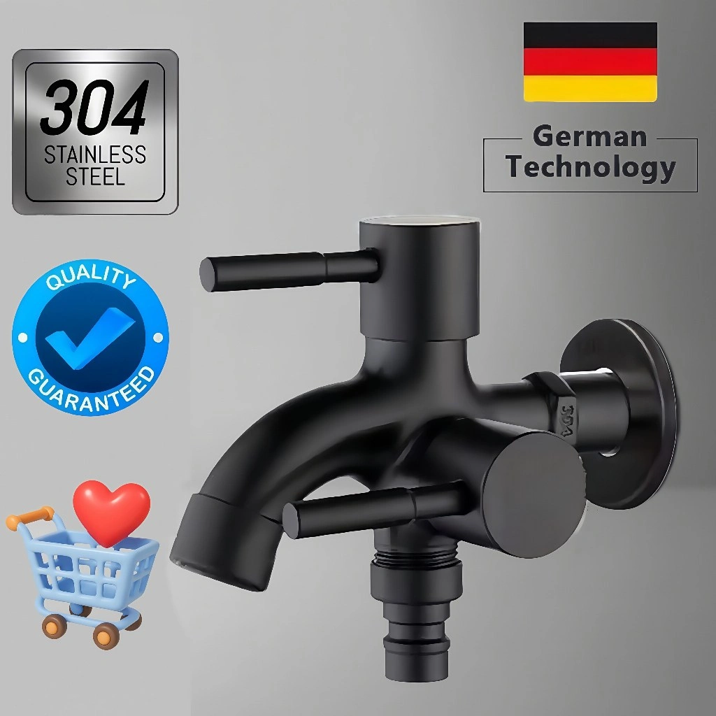 SUS304 Kran Combo Keran Tembok Shower Kran Mesin Cuci Kamar Mandi Kran Serbaguna Keran Tembok Wall Tap Double Cabang Mesin