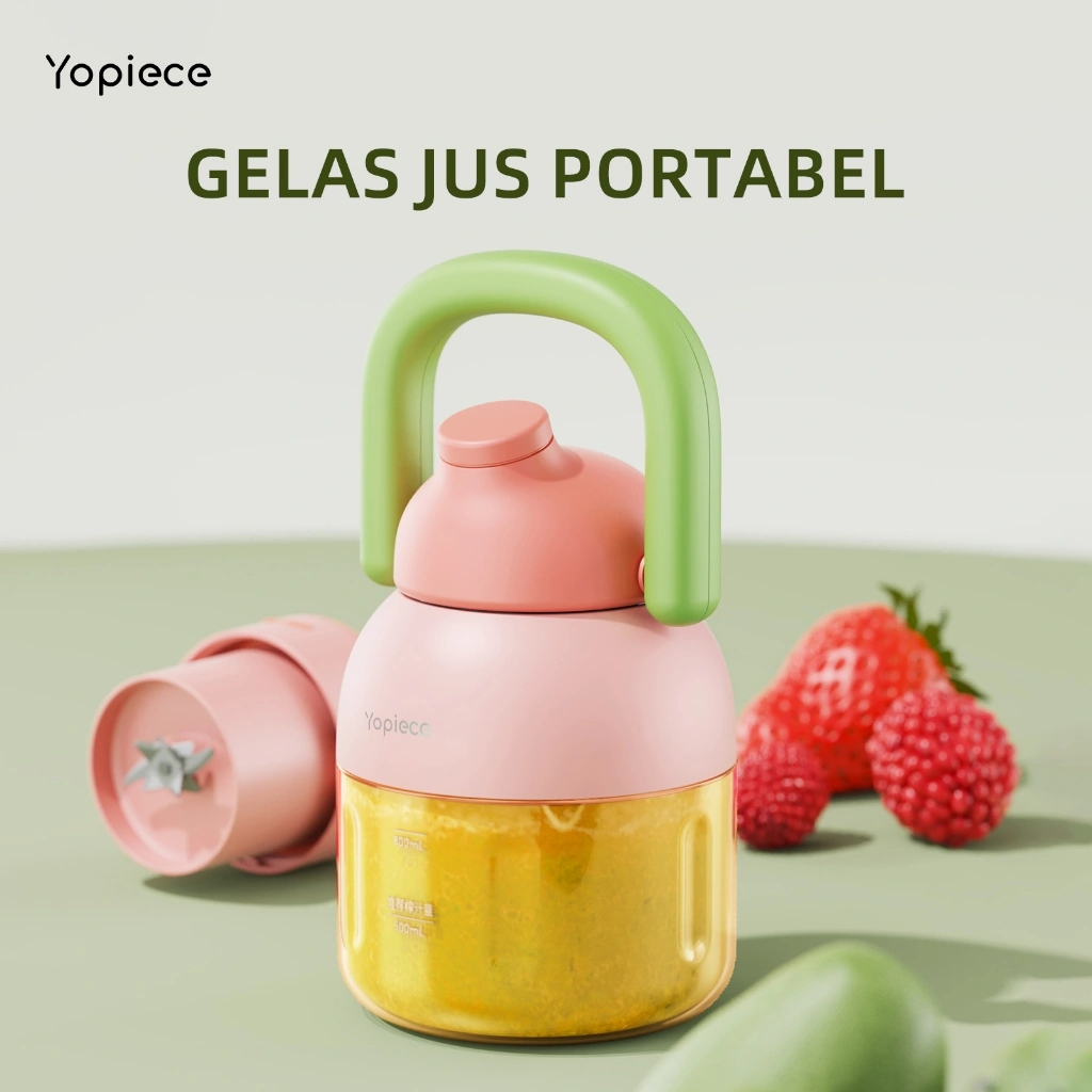 Yopiece Pembuat Jus Portabel, Botol Jus Kapasitas Besar Serbaguna, Tanpa Kabel, Kapasitas Besar 1200Ml, Blender Portabel Dapat Diisi Ulang, Pengolah Makanan, untuk Shake & Smoothie, untuk Jus, Tipe-C, dengan 2 Tutup Cangkir