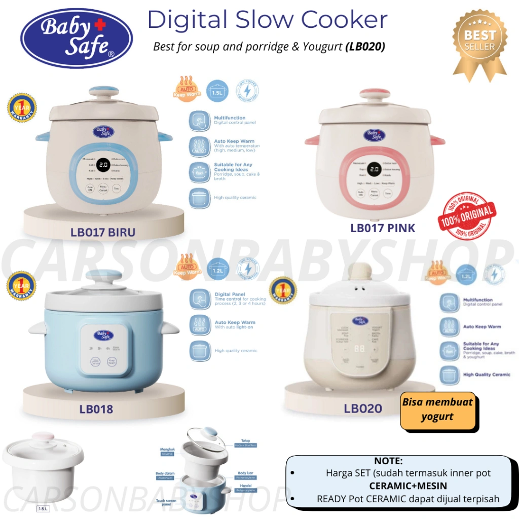 Baby Safe Digital Slow Cooker 1.5L | Alat Memasak MPASI LB017 LB018 LB020