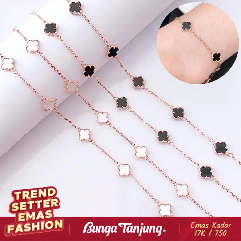 GELANG CLOVER B - EMAS 17K - BUNGA TANJUNG GOLD