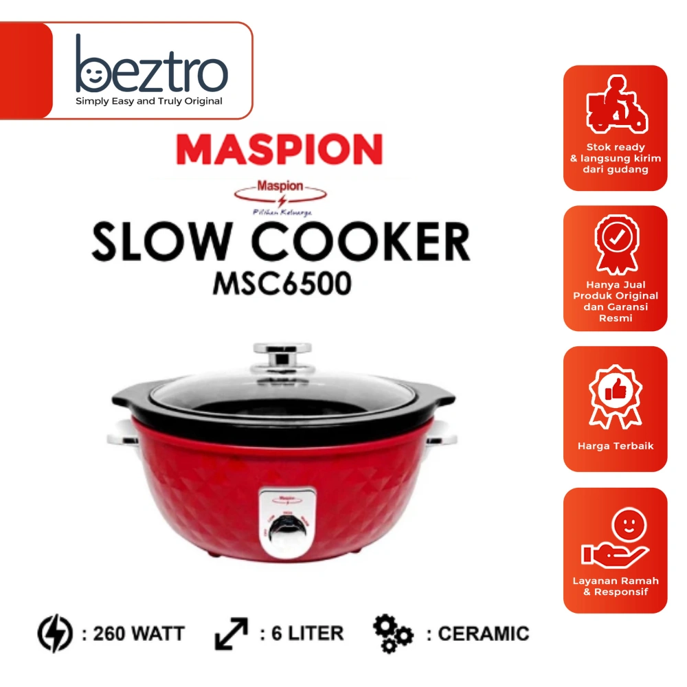 Maspion Slow Cooker MSC6500 - Slow Cook Masak Lambat MSC-6500  Kwali Listrik 6L 210W