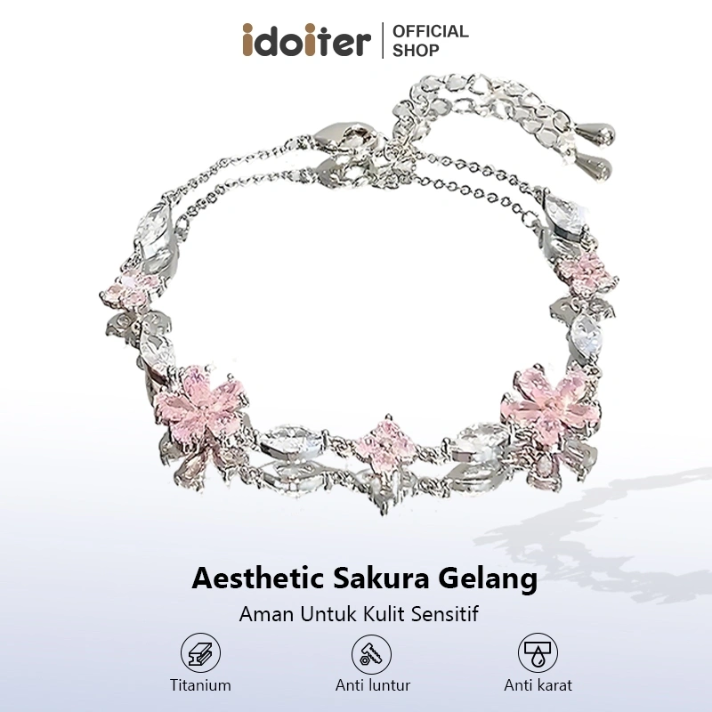 Idoiter Bulan Gelang Titanium Lucu Wanita Anti Karat Gelang Korea Aesthetic Aksesoris Perhiasan