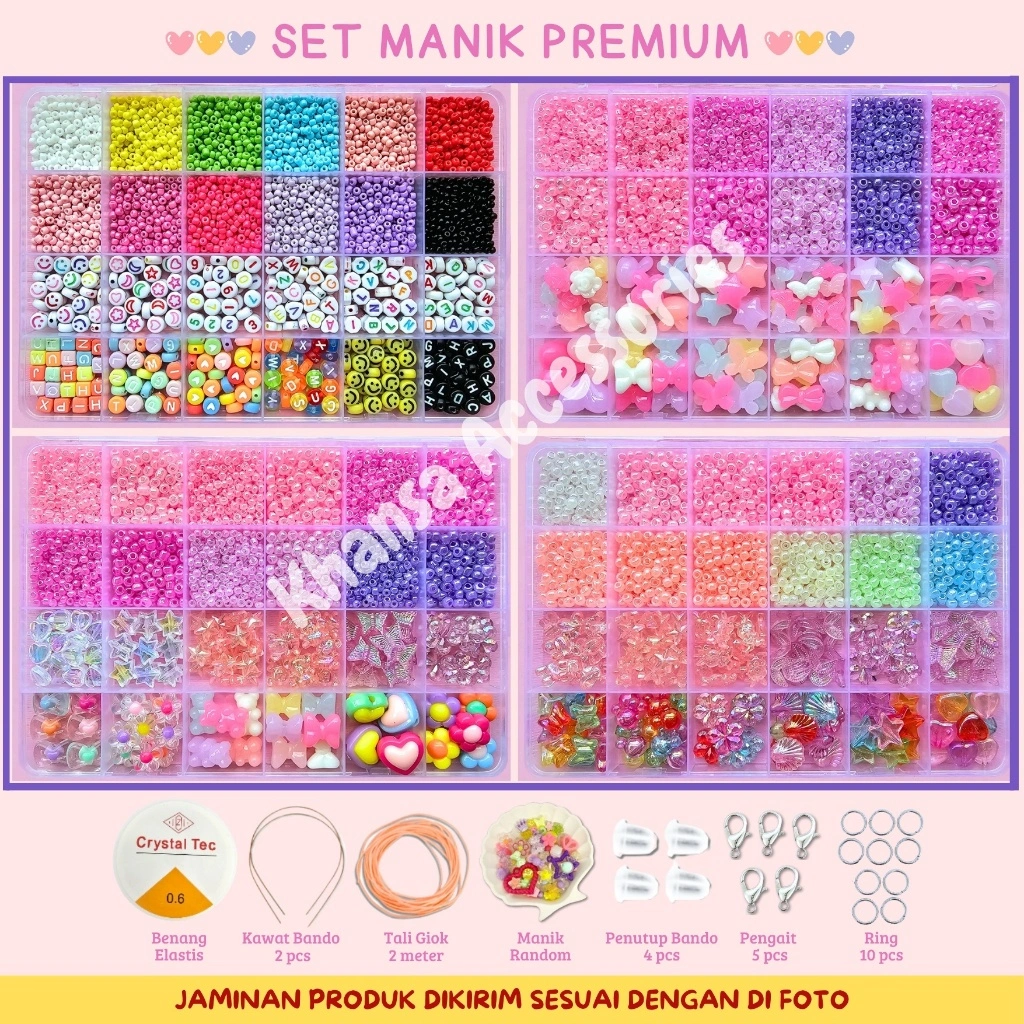 DIY Manik Manik Set Lengkap Gelang Aesthetic - DIY Craft Kit Manik Manik Pasir - Meronce Manik Manik Set - Mainan Edukasi Anak Perempuan - SM016