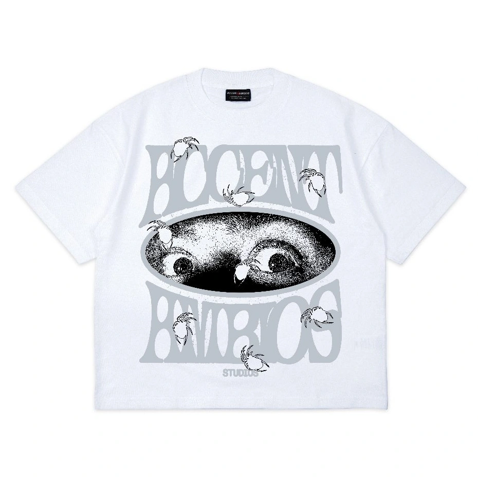 AccentAmbios Boxy Oversized Tshirt Eyes On You White Unisex - Cotton Combed 20s