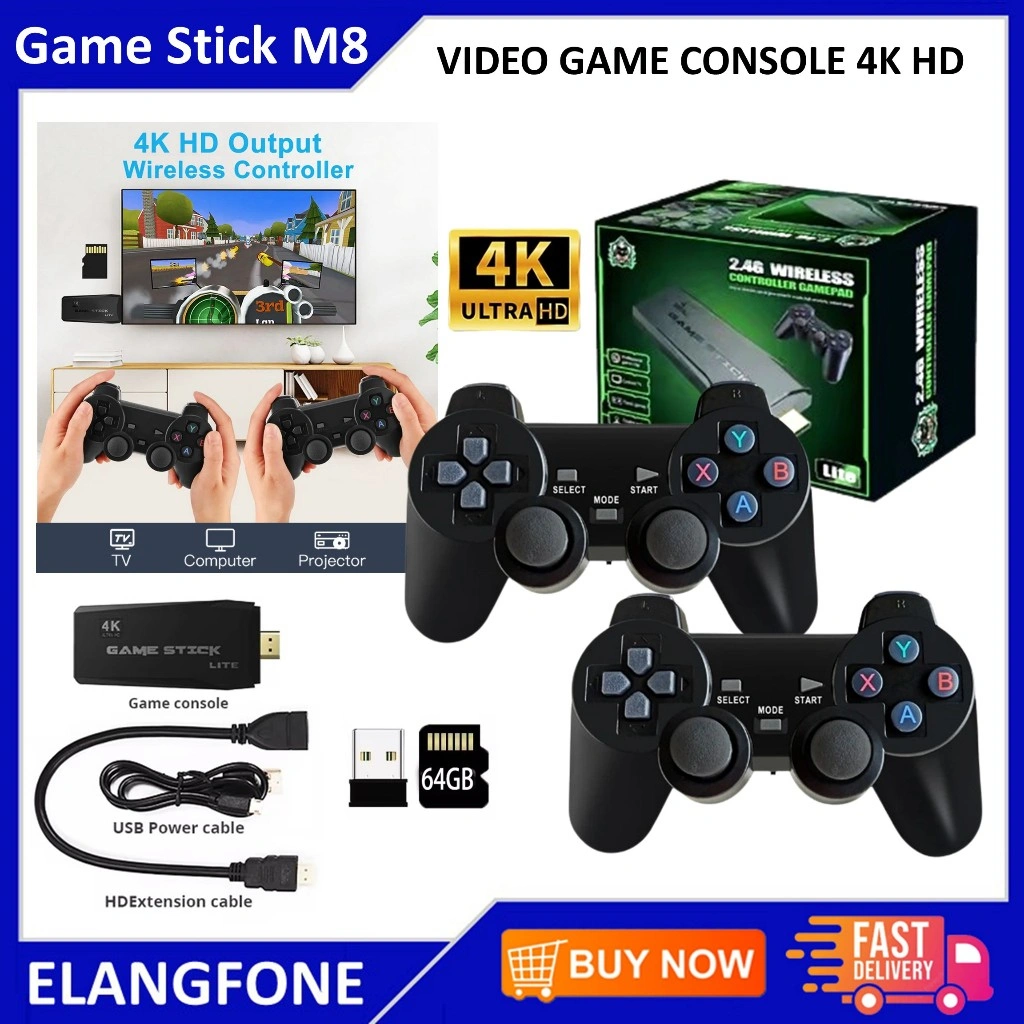 Games Stick Wireless 4K Dengan Gamepad HDMI TV Video Games