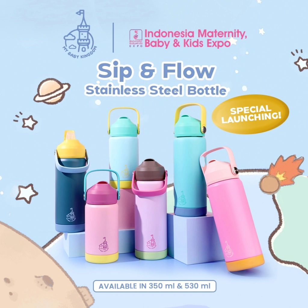 My Baby Kingdom Stainless Steel 304 Bottle Straw Sip & Flow/ Botol Minum Anak / Thermos Anak